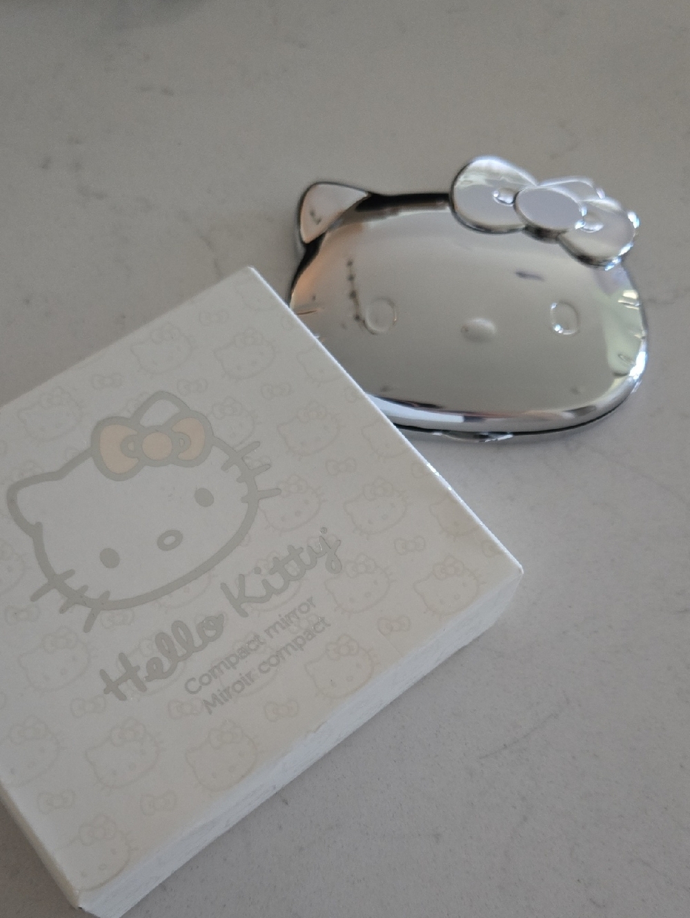New In Box Rare Hello Kitty Sephora Mirror  Silver Compact Dual Sided Mirror